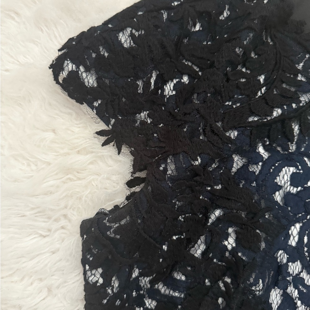 Tadashi Shoji Black and Navy Lace Midi Dress - Picture 5 of 11